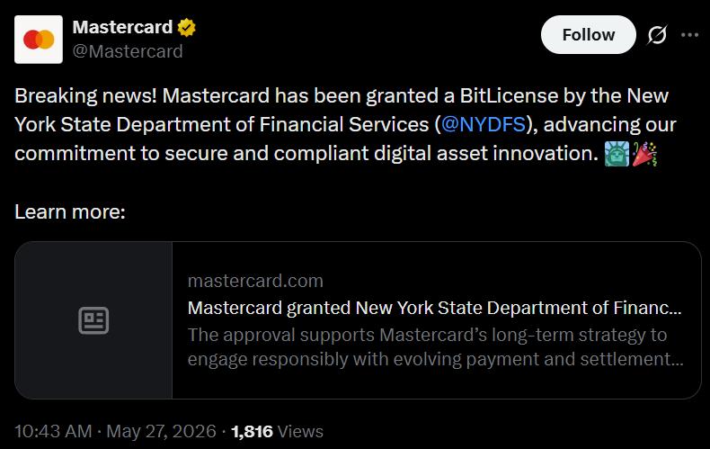 Mastercard announcement
