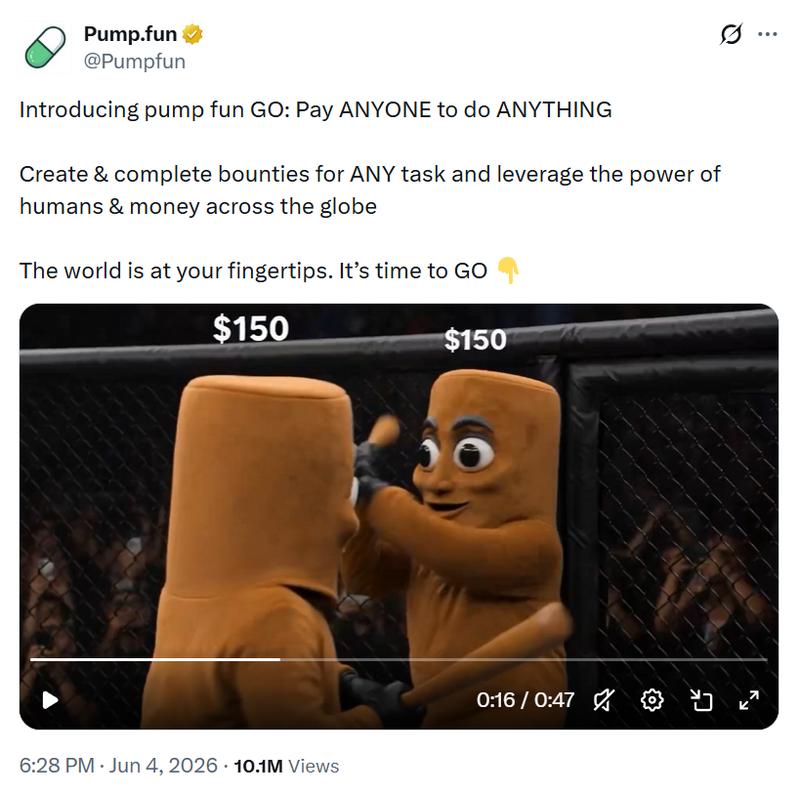 Pump.fun bounty platform interface