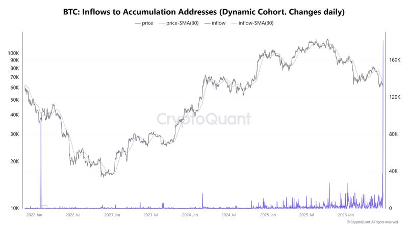 BTC inflows to accumulation addresses