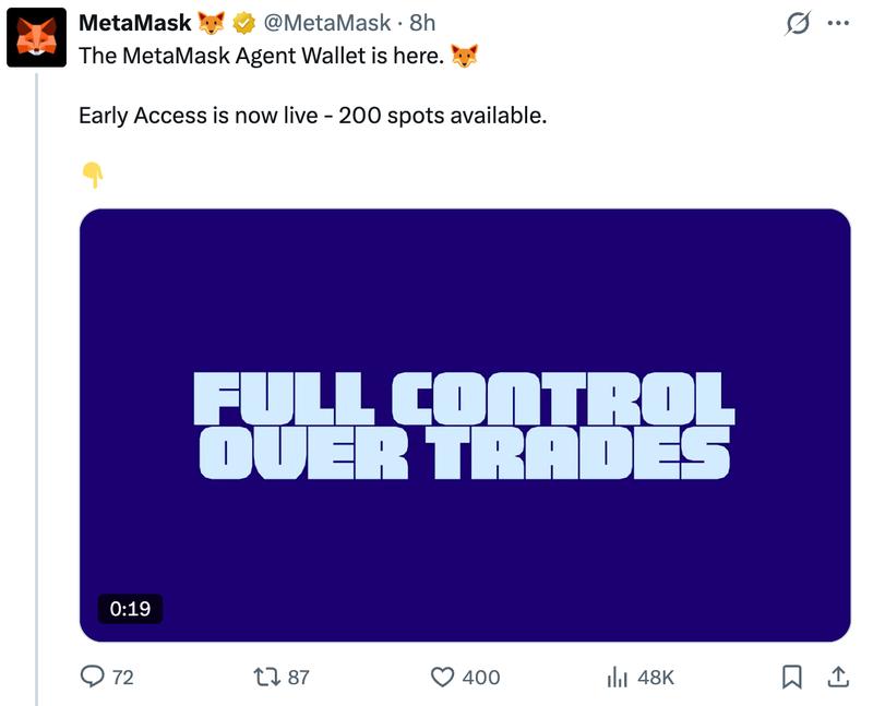 MetaMask Agent Wallet interface