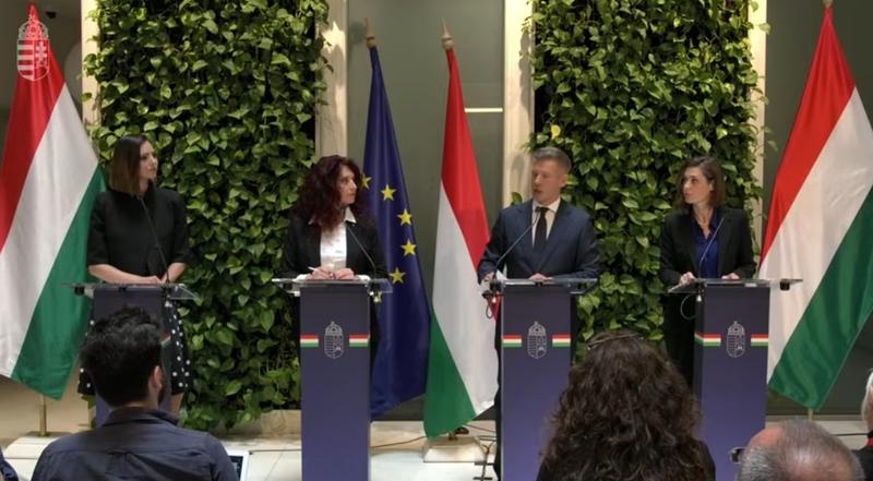 Hungary's officials speaking at a press conference