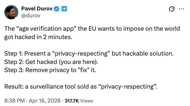 Pavel Durov statement