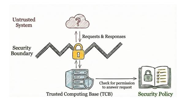 Security diagram showing trusted and untrusted systems