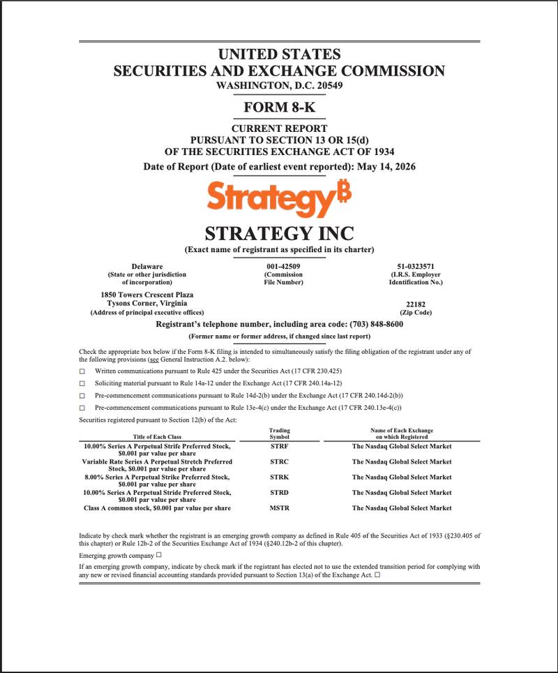 Strategy's SEC filing