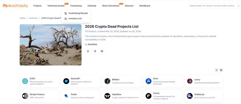 Dead crypto projects in 2026