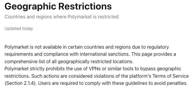 Polymarket geographic restrictions FAQ