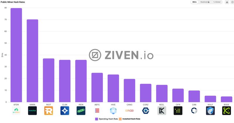 Top public Bitcoin miners chart