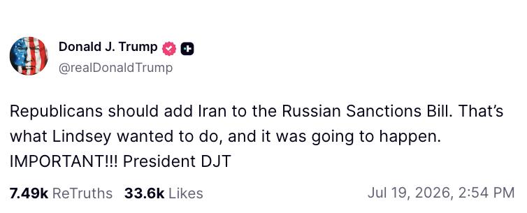 Trump Truth Social post
