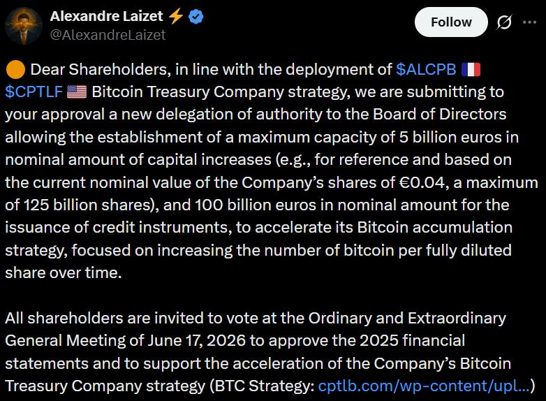 Capital B Bitcoin holdings
