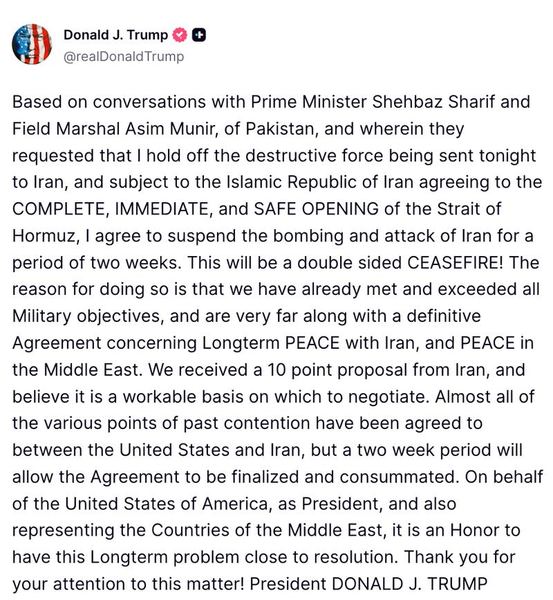 Trump Truth Social post