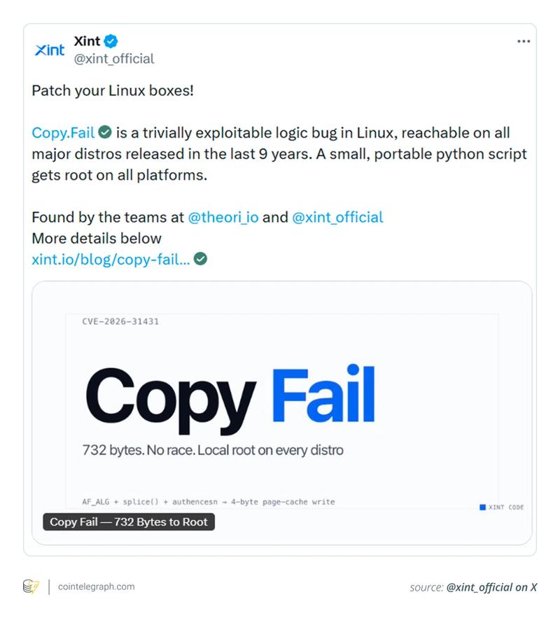 Technical diagram of Copy Fail exploit mechanism
