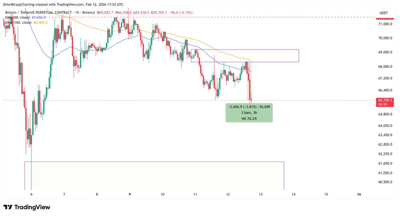 Bitcoin one-hour chart