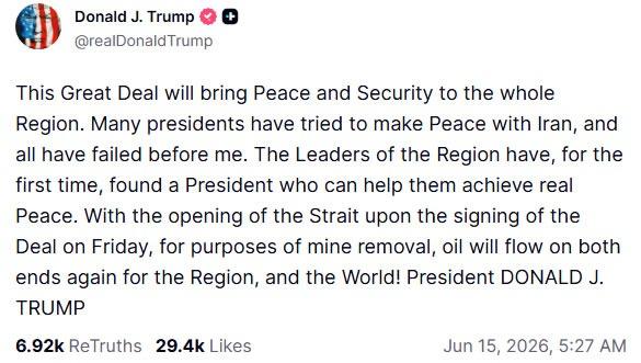 Donald Trump Truth Social post