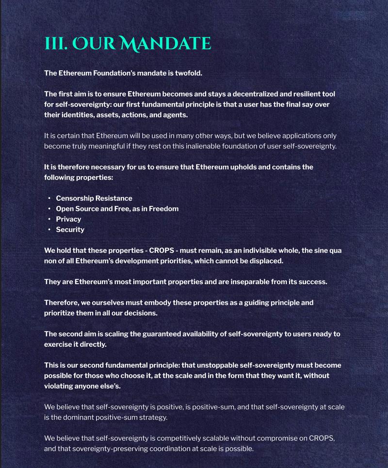 Ethereum Foundation mandate