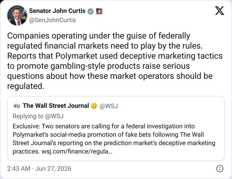 Letter from Senator John Curtis