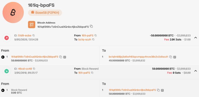 Bitcoin address transaction details