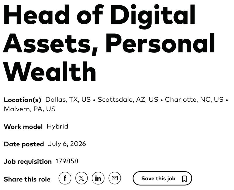 Vanguard head of digital assets job posting