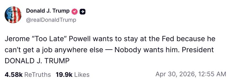 Trump Truth Social post