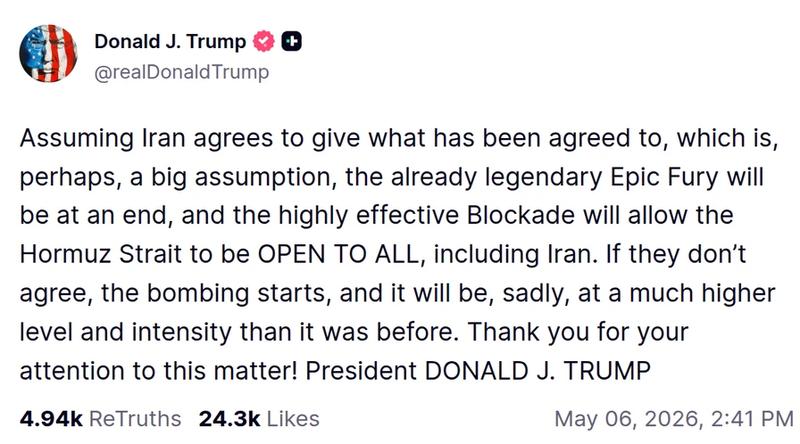Trump Truth Social post
