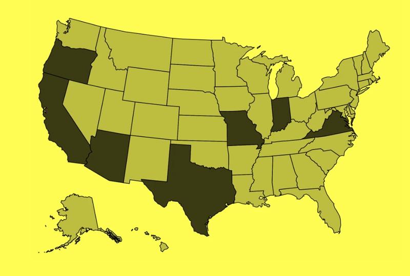 Map showing states blocking or delaying data centers