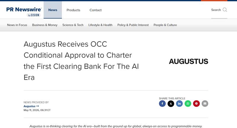 Augustus Bank OCC approval