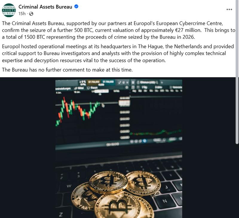 CAB Bitcoin seizure announcement