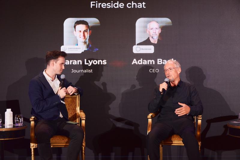 Blockstream CEO Adam Back speaking at LONGITUDE