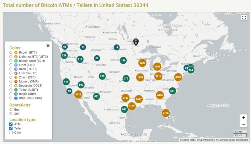 The US has more than 30,000 Bitcoin ATMs