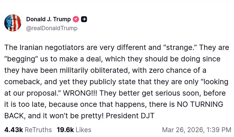 Trump Truth Social post