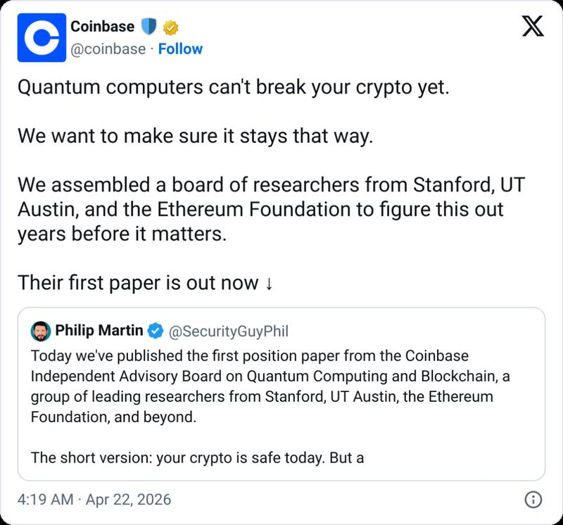 Coinbase quantum computing report