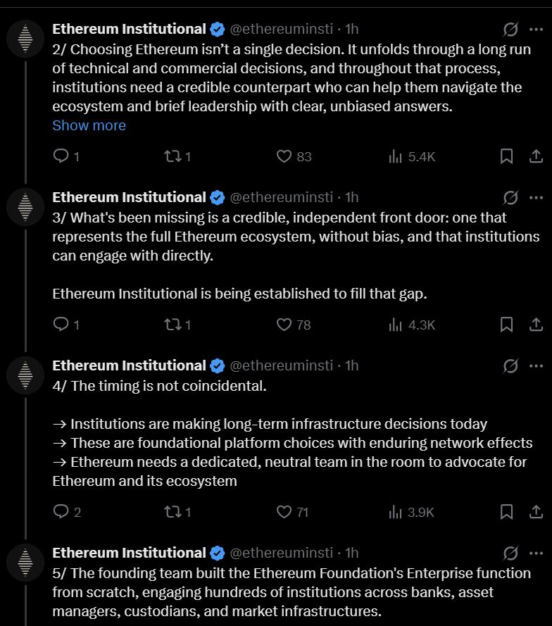 Ethereum Institutional announcement