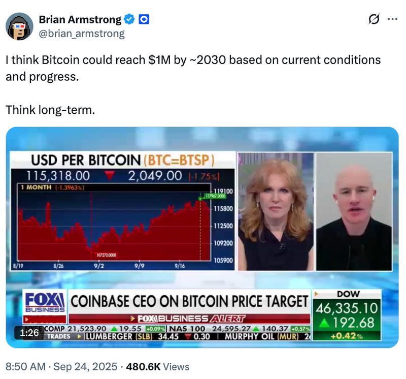 Brian Armstrong tweet