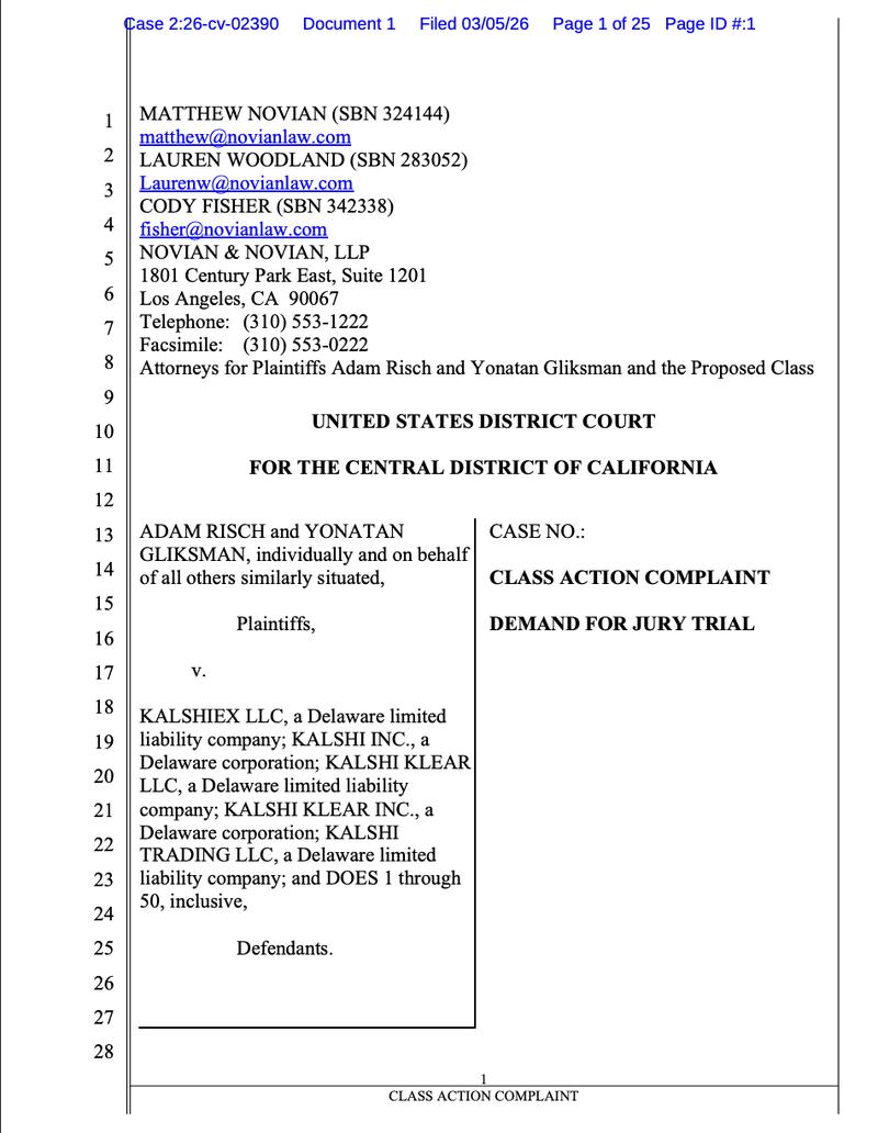 Court, Kalshi, Prediction Markets
