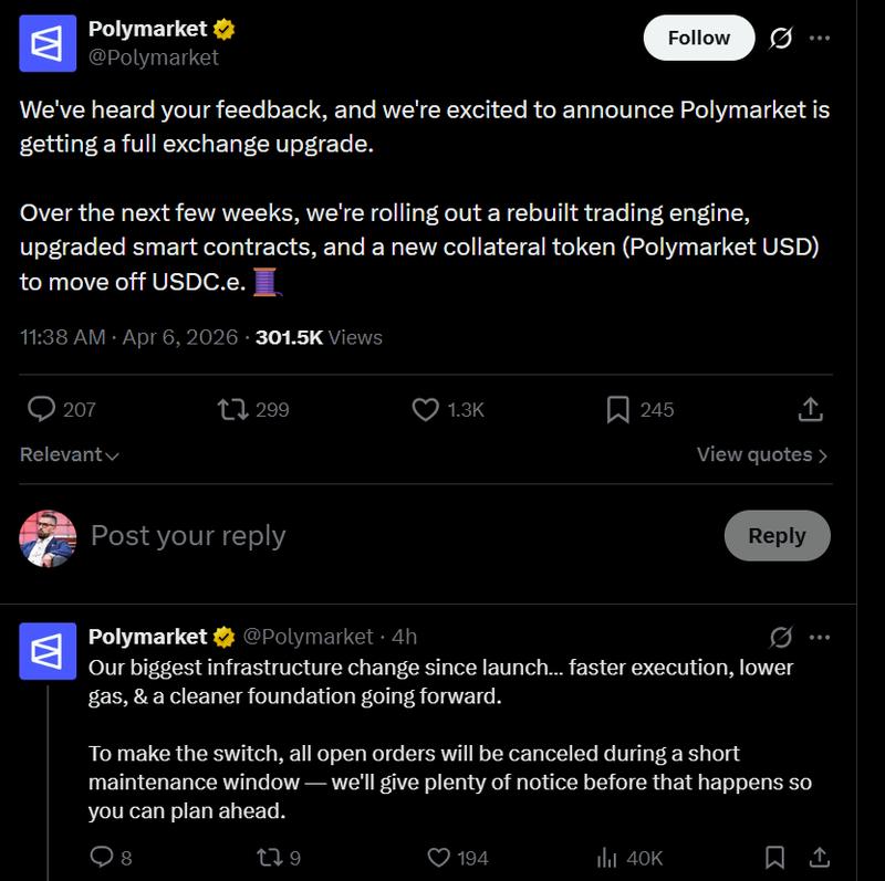 Polymarket exchange upgrade diagram