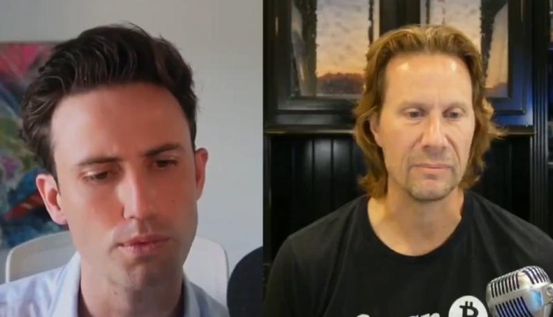 Cointelegraph's Ciaran Lyons and Swan Bitcoin CEO Cory Klippsten during an interview