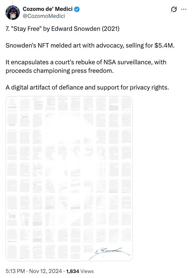 Edward Snowden NFT sale