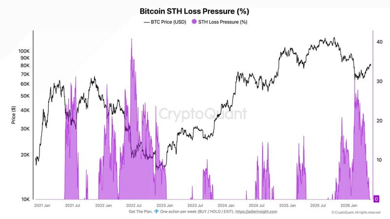 Bitcoin short-term holder loss pressure chart