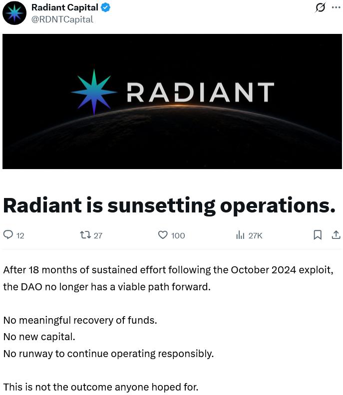 Radiant Capital statement