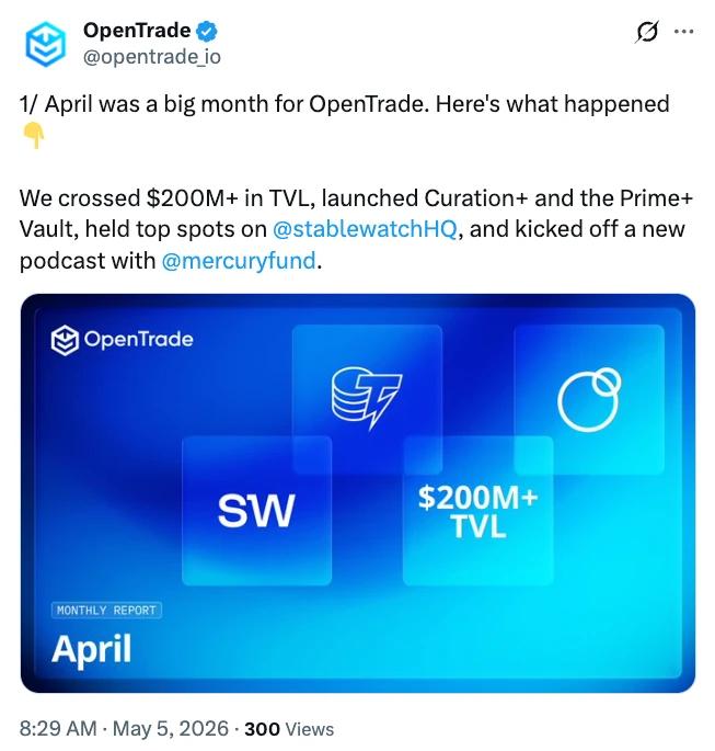 OpenTrade total value locked chart
