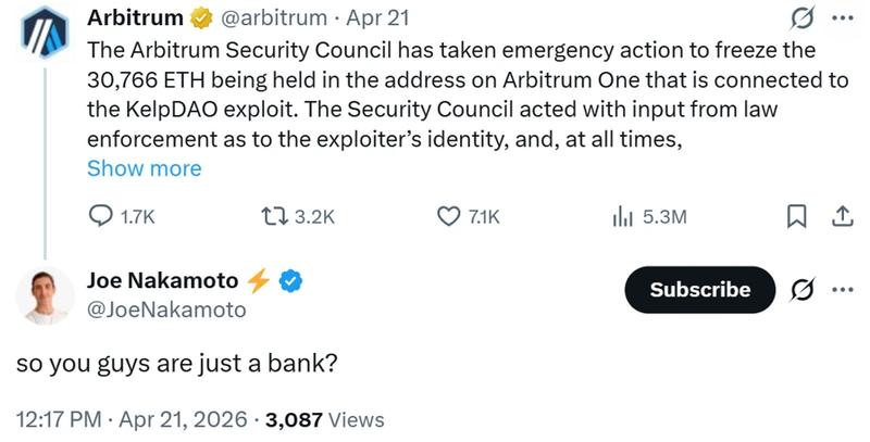 Crypto community divided on Arbitrum's decision to freeze stolen funds