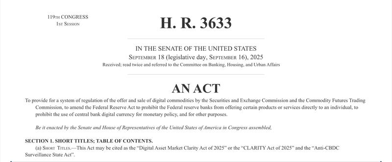 The CLARITY legislation for crypto market regulation