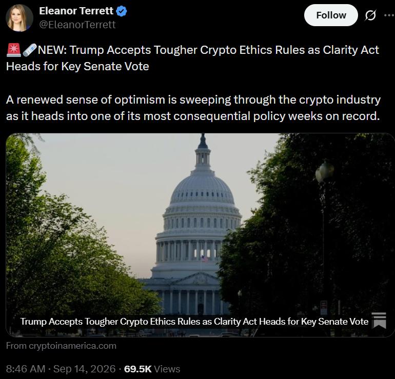 Statement about CLARITY Act optimism