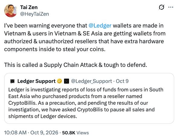 Tai Zen's message to Ledger