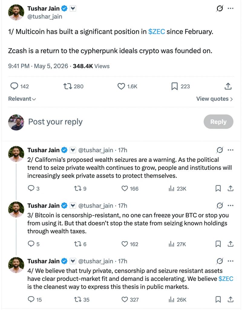 Multicoin Capital announcement on X