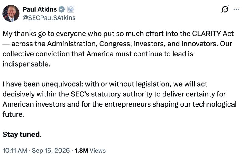 SEC Chair Paul Atkins statement