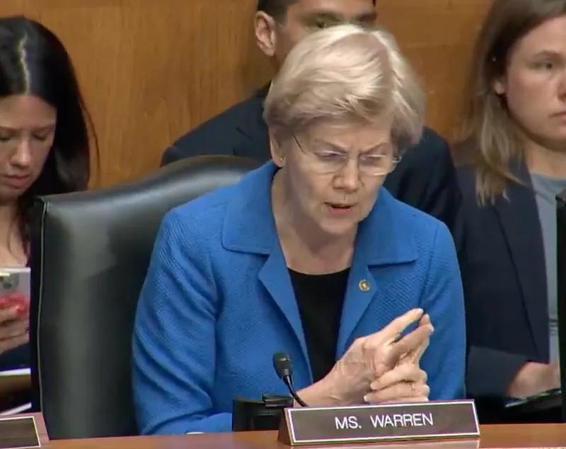 Senator Elizabeth Warren addressing lawmakers at the Thursday markup