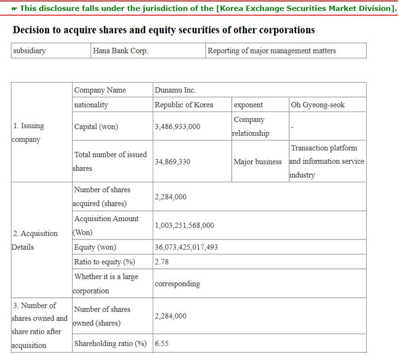 Hana Financial regulatory filing