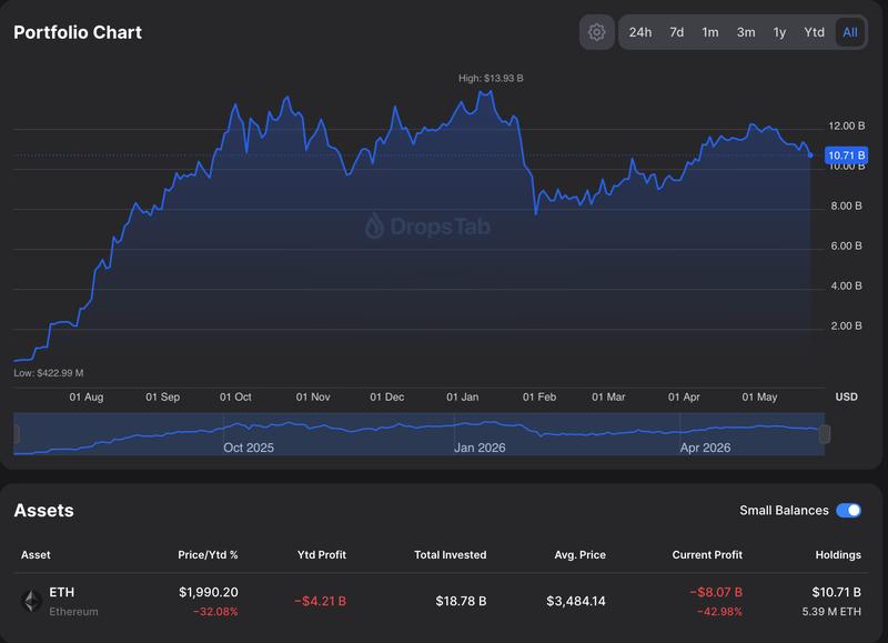Bitmine's Ethereum portfolio performance