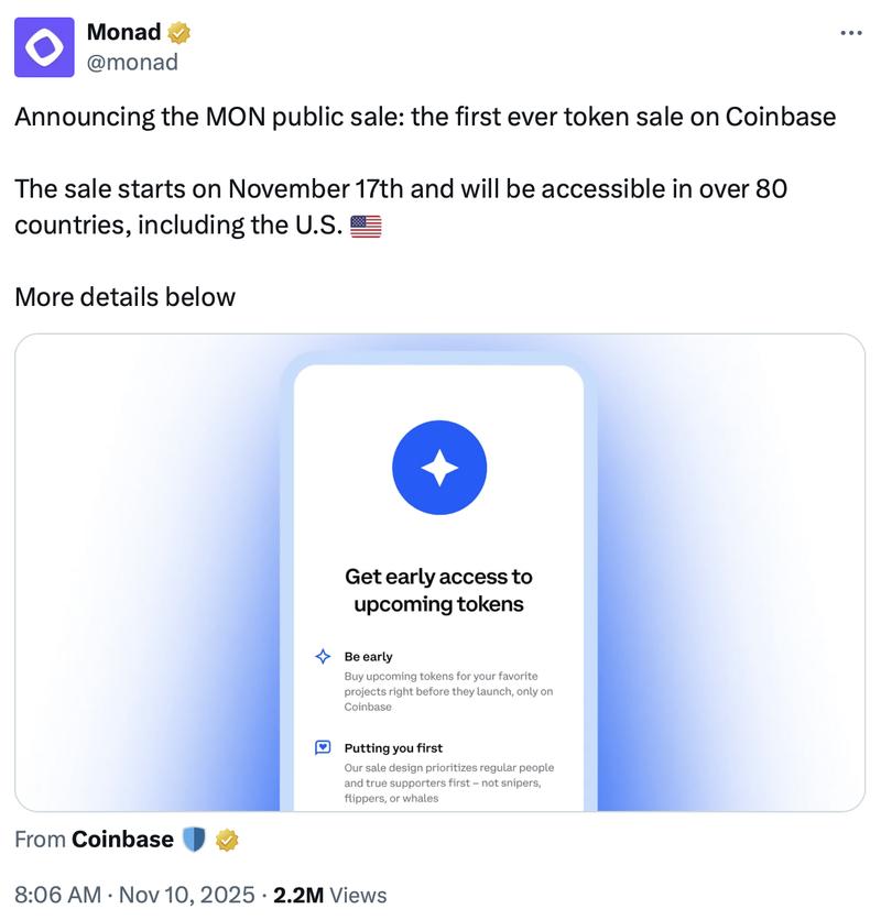 Coinbase, Tokens, ICO, Binance, Monad