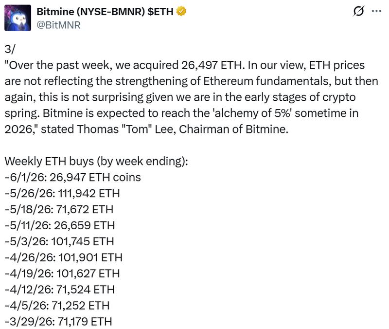 Bitmine Ether holdings chart
